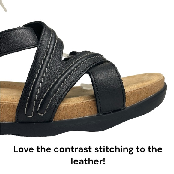 Clarks WMN Brynn Ave Sandals Leather Black Comfort Strappy Wedge Platform Sz 9.5 - Picture 7 of 15